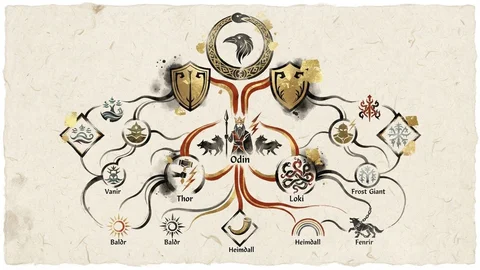 北欧神話の神々の家系図｜オーディン・トール・ロキの系譜