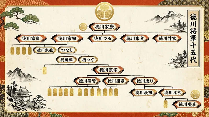 徳川家の家系図｜15代将軍一覧と実子・養子・御三家のつながりを図解