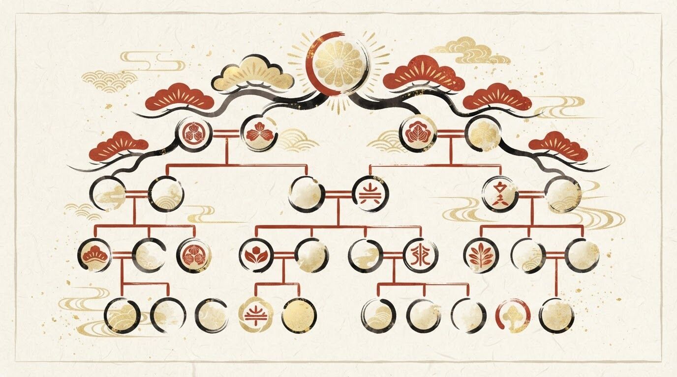 ギリシャ神話の家系図|ゼウスと複数の女神から生まれたオリュンポス十二神を表すイメージ