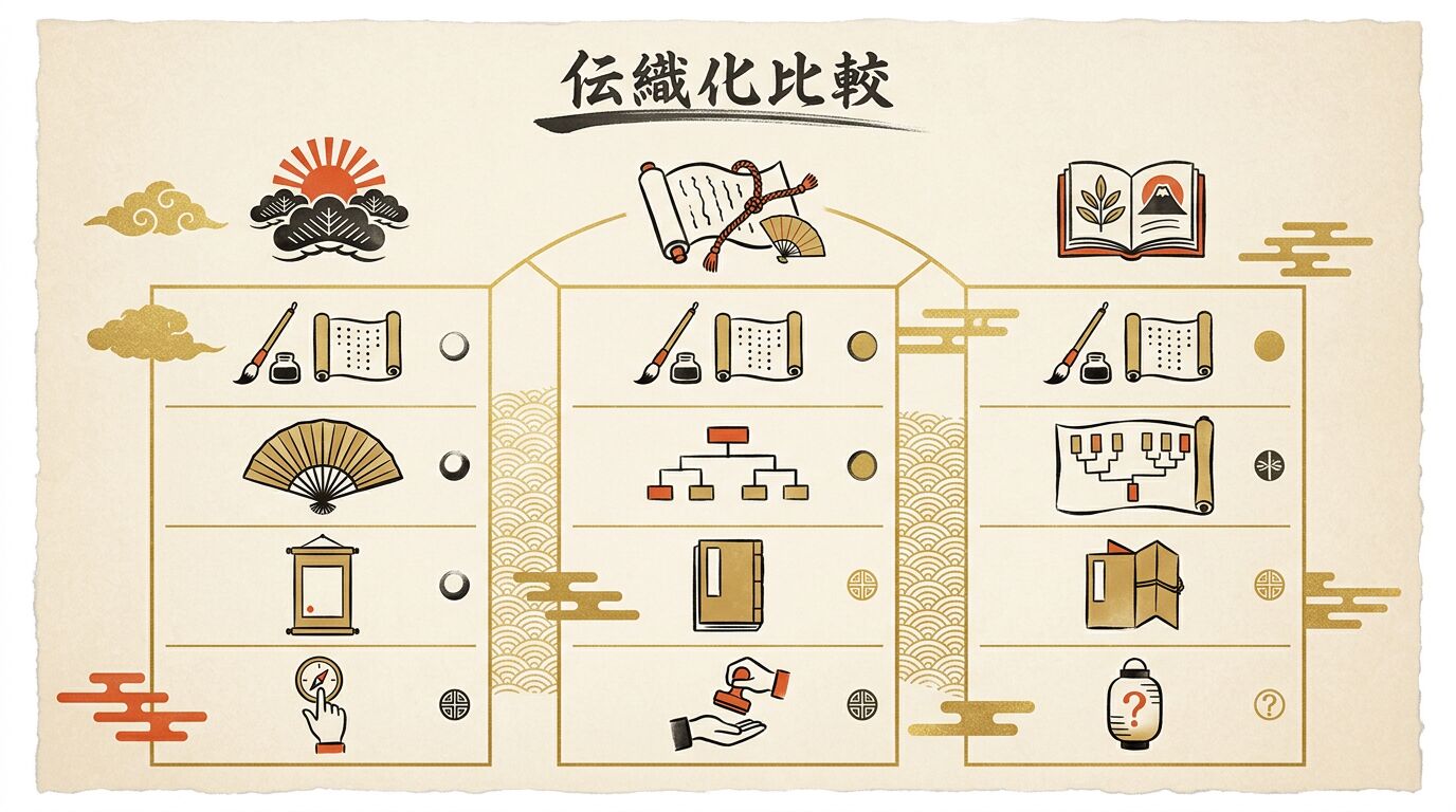 家系図作成代行・行政書士の選び方(調査範囲・資格・個人情報・納品・サポートの比較軸)を整理した和モダンな図解