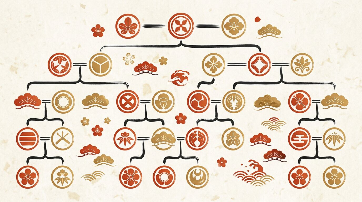 家系図を額縁に入れて贈り物にした和風ギフトのイメージ