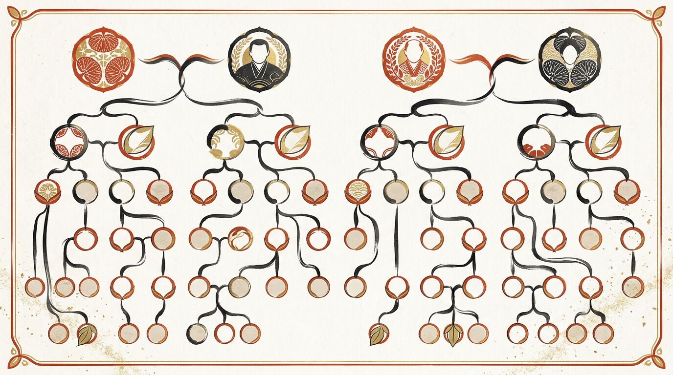 家系図の範囲・4系統の考え方の図解