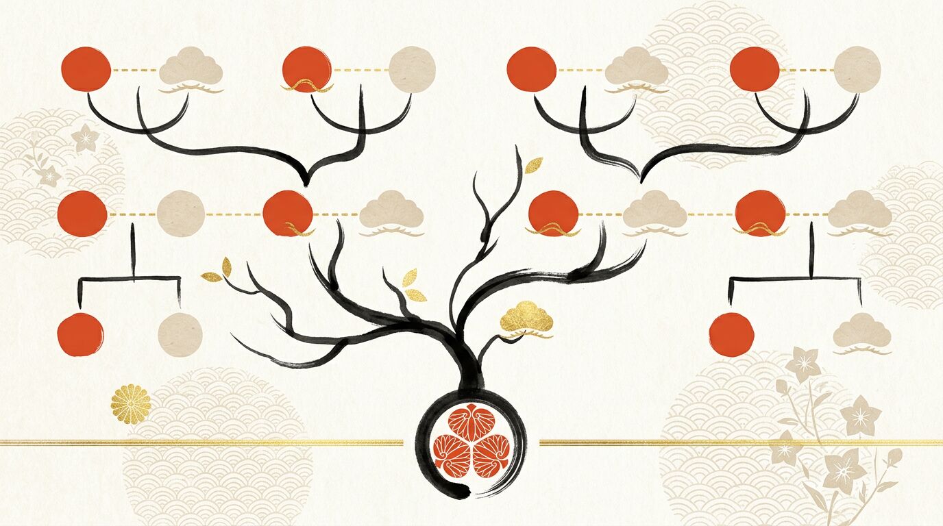 家系図の見方・読み方|記号と線から世代・続柄を読み解く