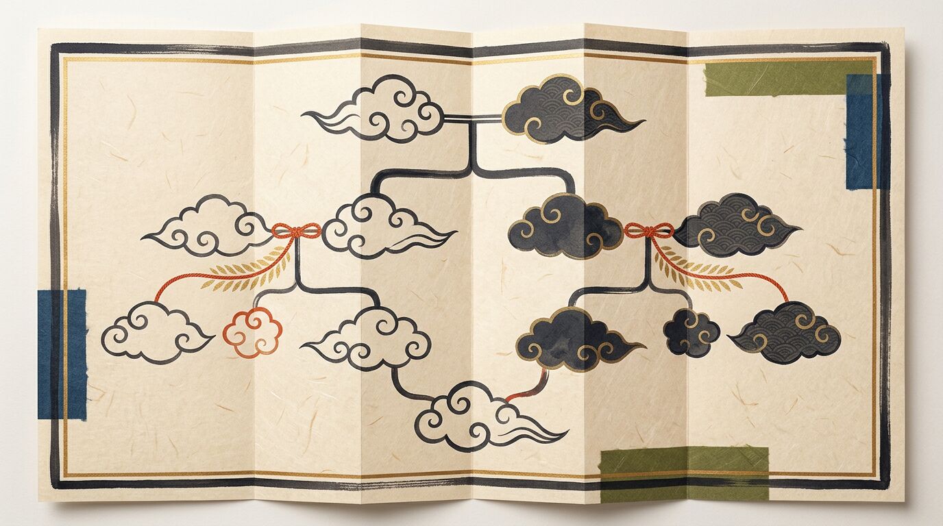【図解】家系図の認知・非嫡出子の書き方｜婚姻線と親子線