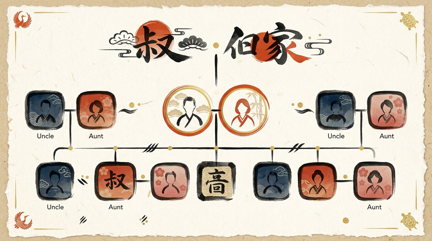 伯父・叔父/伯母・叔母の違いは?漢字の使い分けを家系図で解説