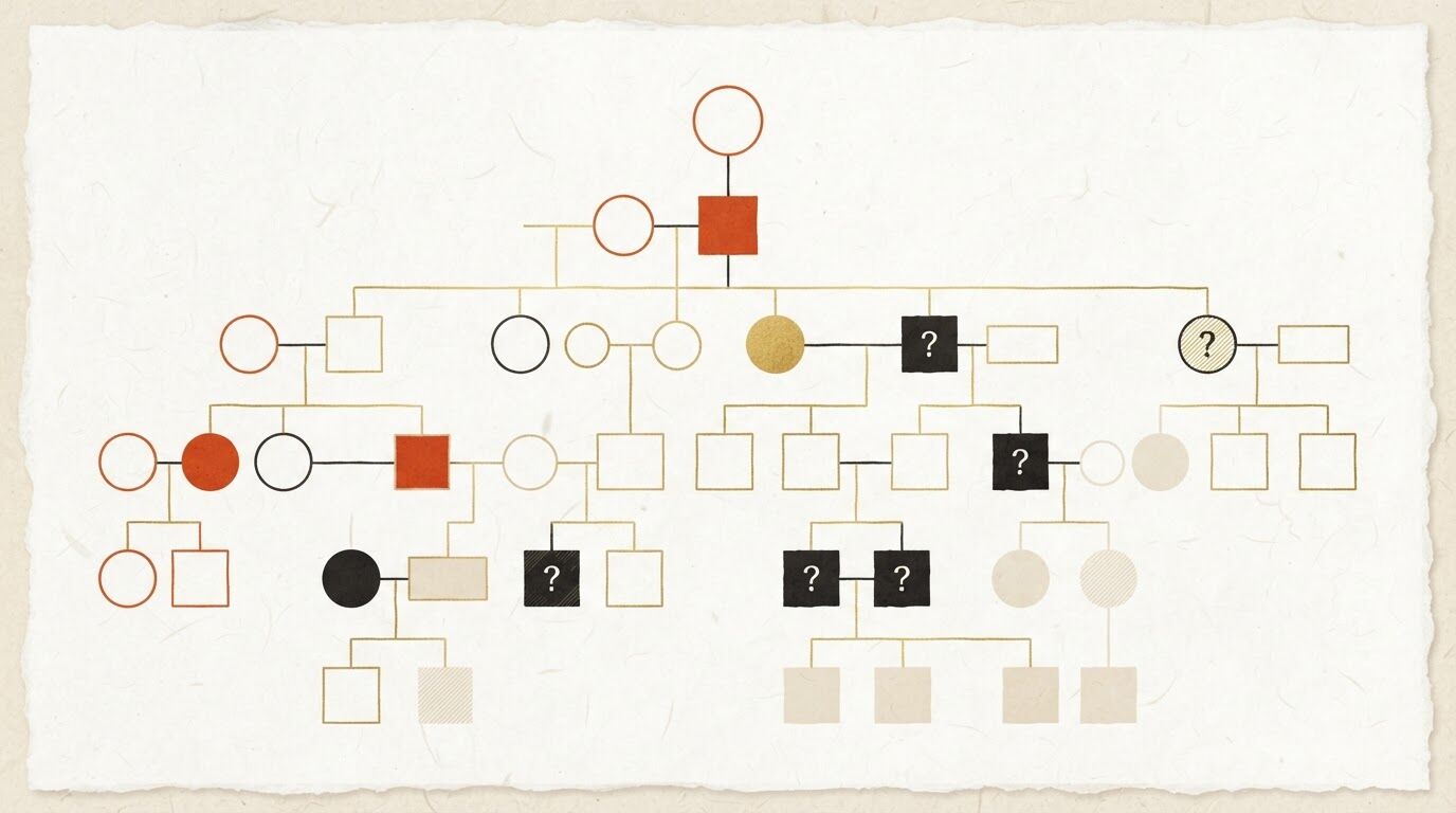 ゾルディック家の家系図|性別や続柄が不明な人物を含む系図の描き方のイメージ